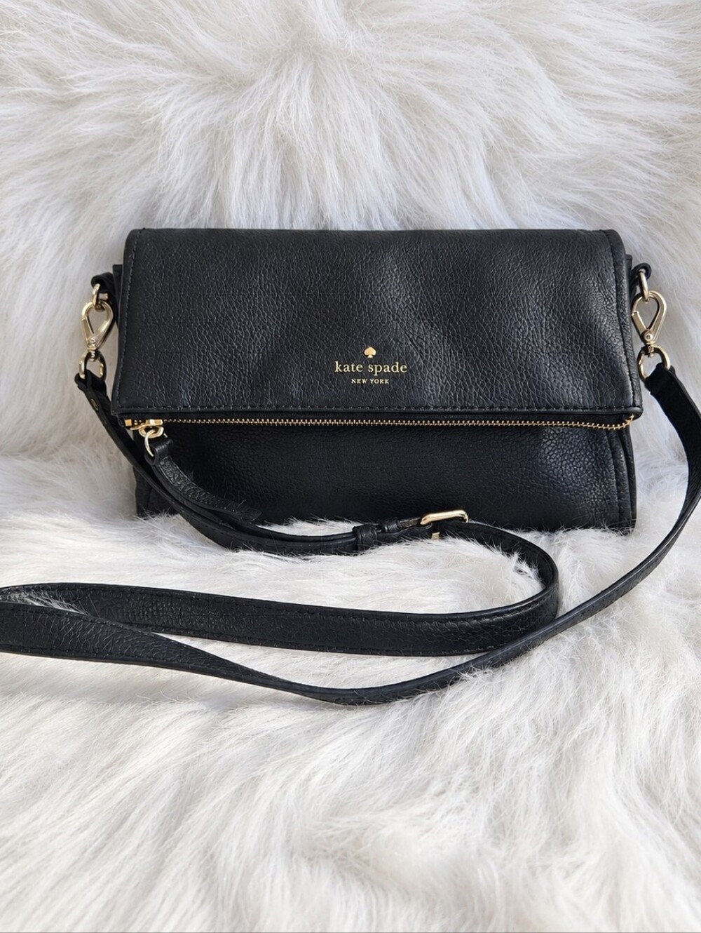 Kate Spade Black Pebbled Leather Crossbody Purse